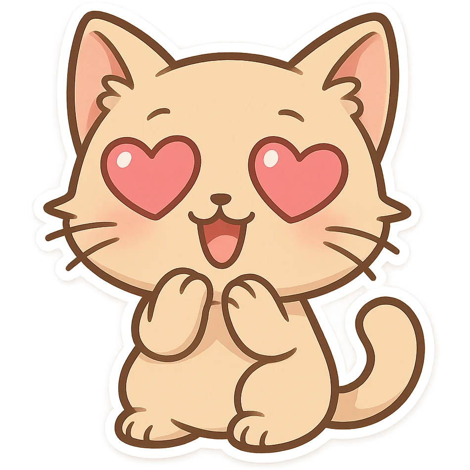 Chibi Kitty Heart Eyes emoji