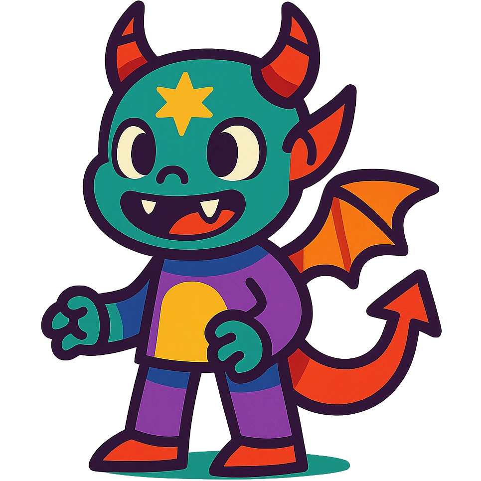 kid character that is 20% dragon, 60% alien, and 20% demon emoji