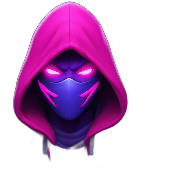 Riot Games Valorant neon pink eyes glowing bright red Video game character blue purple hooded assassin themed character shrouded wraith emoji
