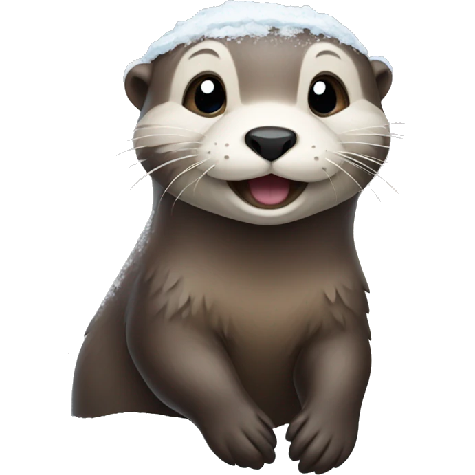 Happy Otter playing in snow emoji