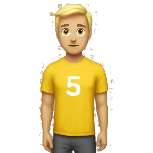 a man with blonde hair and he wear a yellow res t-shirt and the t-shirt has 53 number on its back emoji