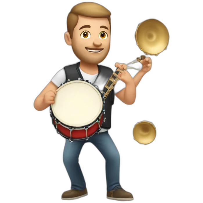 bold caucasian man playing tambourine emoji