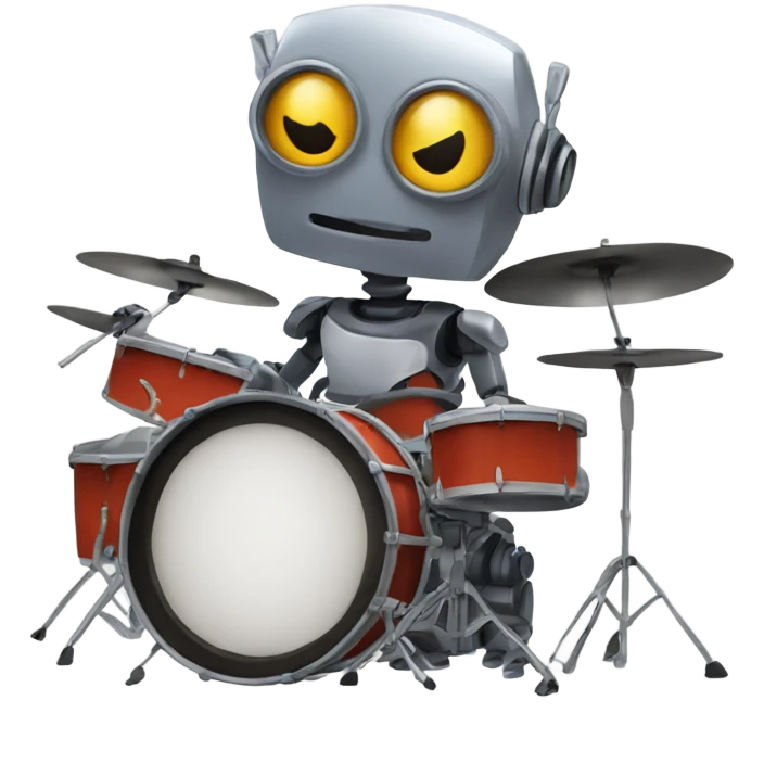 cute robot plays the drum set emoji