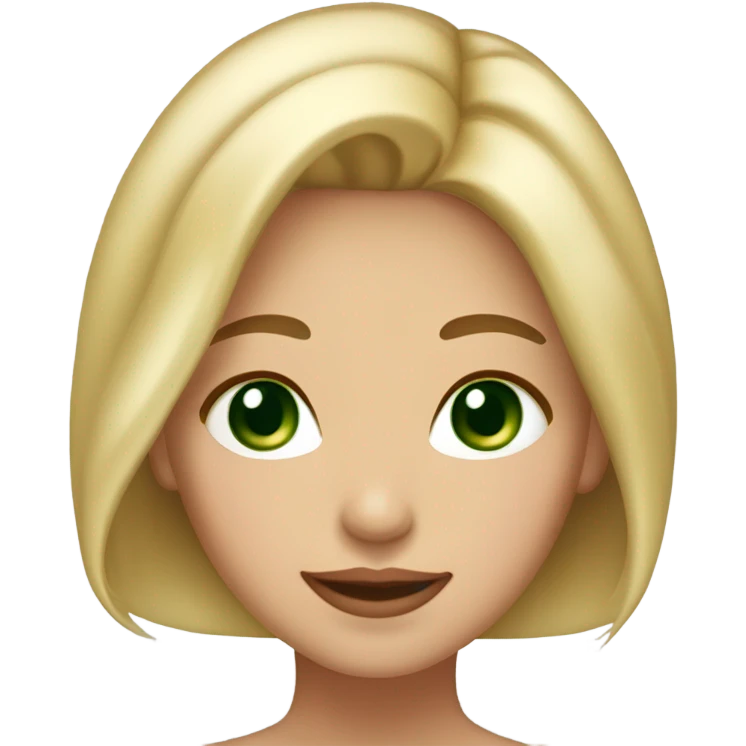Pretty woman, Blonde highlights hair, smaller shaped green color eyes, rosy cheeks and lips emoji