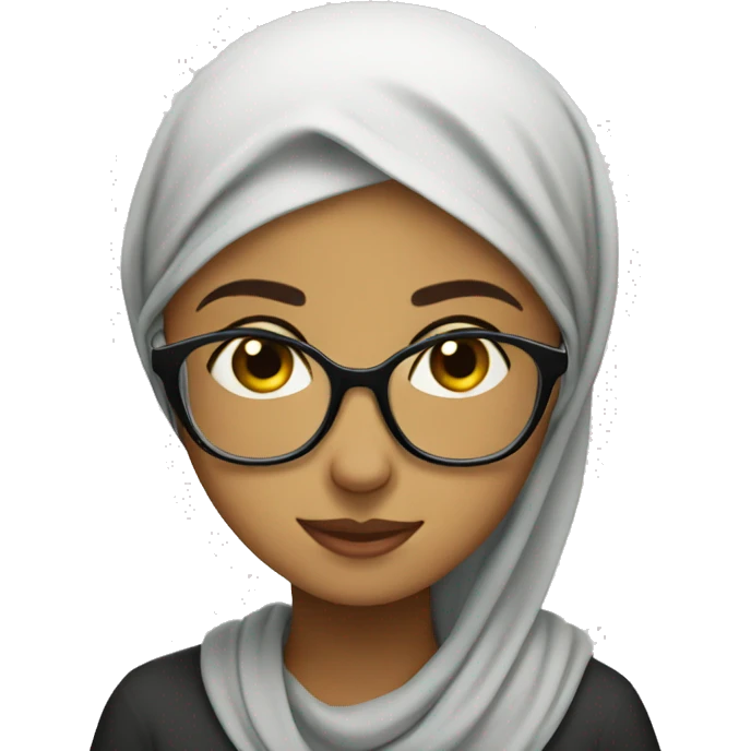 Muslim girl with glasses and funny emoji