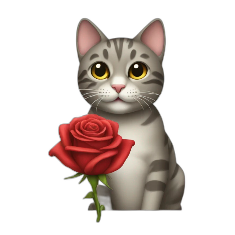 Cat holding a rose in its mouth emoji