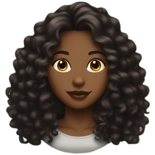 woman brown skin long curly hair black cat emoji