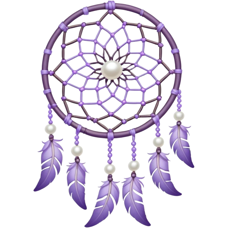 Pastel Violet lavender dreamcatcher, white pearl beads emoji