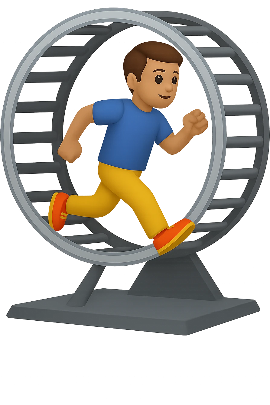 Uomo che corre dentro la ruota del criceto emoji style iphone  emoji