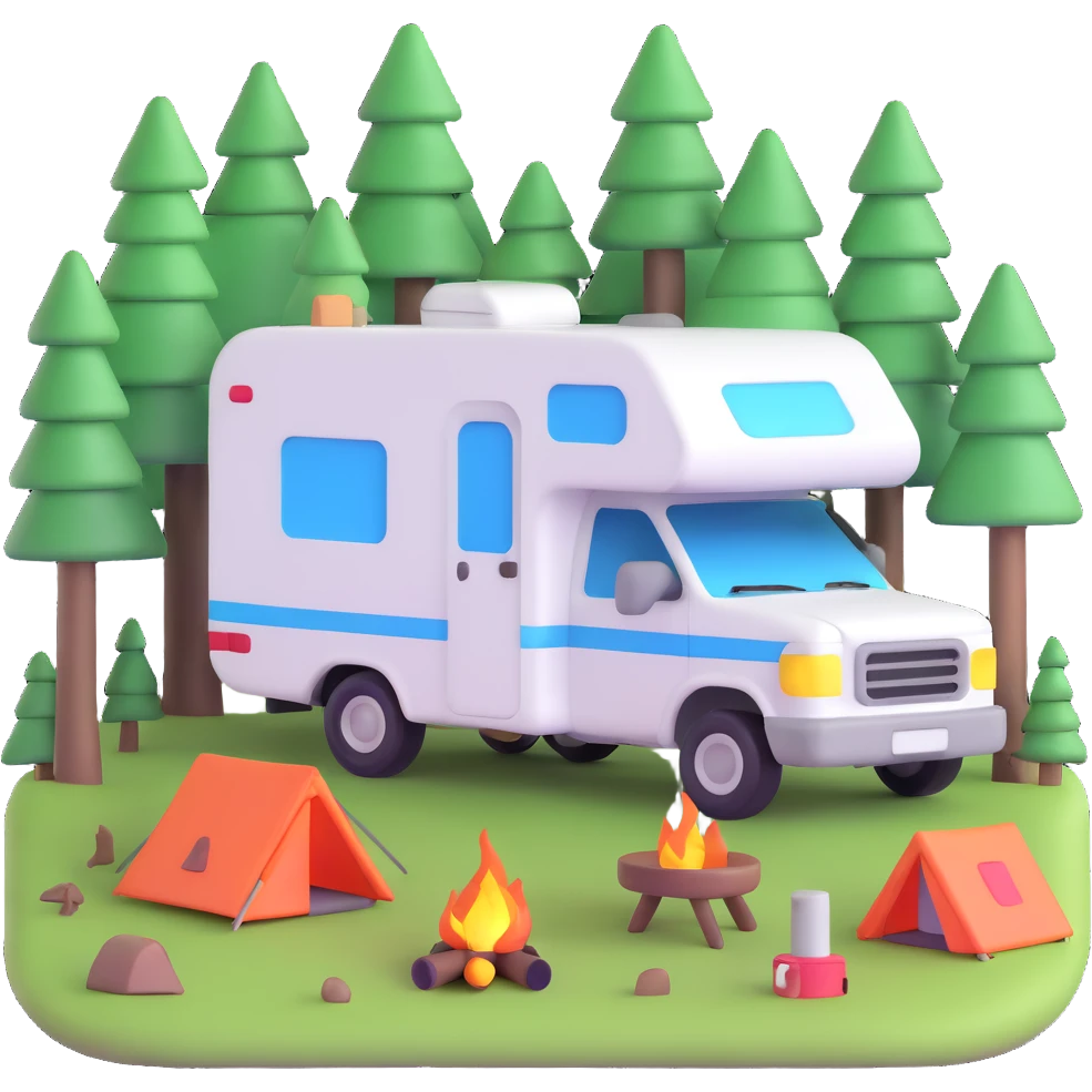 camping car parked in a forest emoji