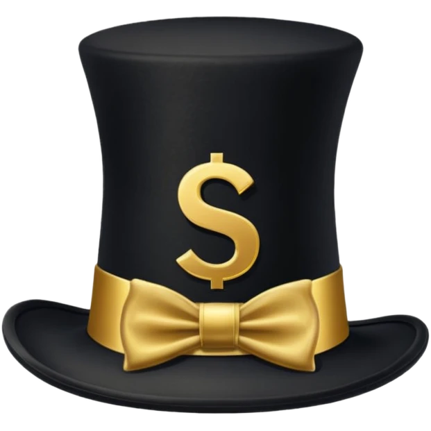 top hat with "$" print emoji