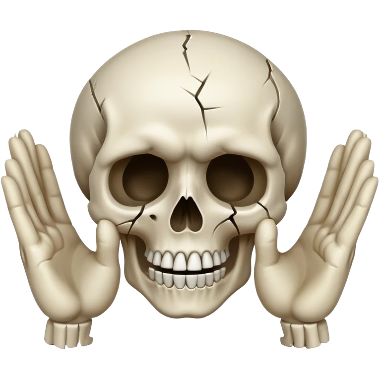 A skull that's crying with hands in the air emoji