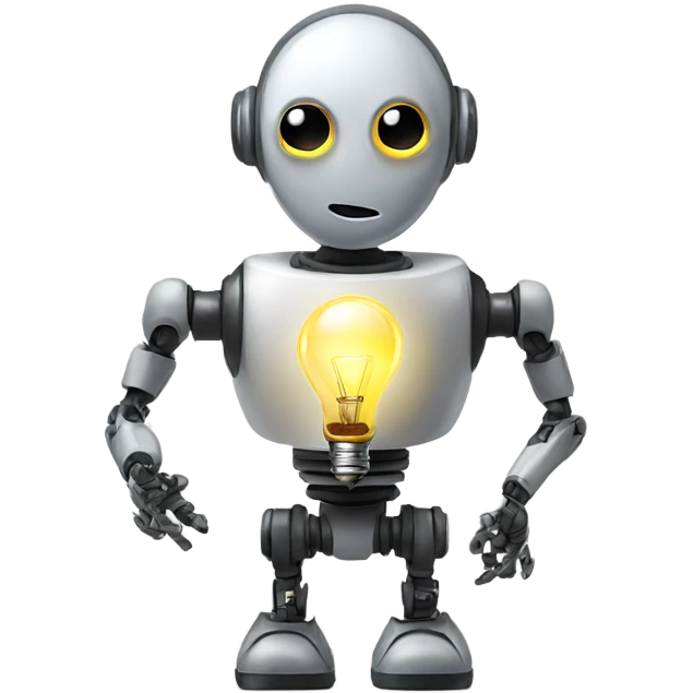 robot holds a light bulb emoji