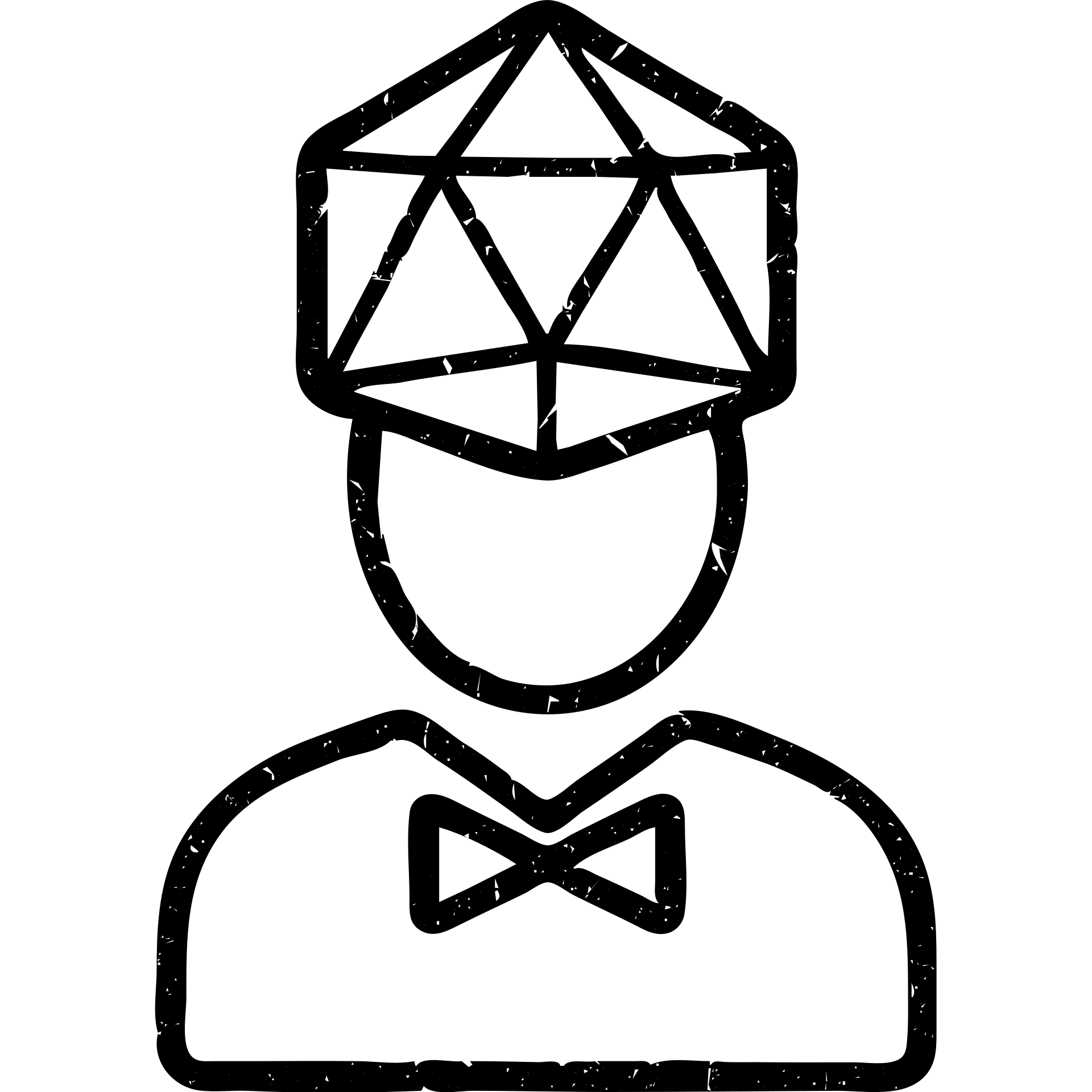 minimalist outlined icon representing Dungeon Master for DnD TTRPGs with worn distressed effect emoji