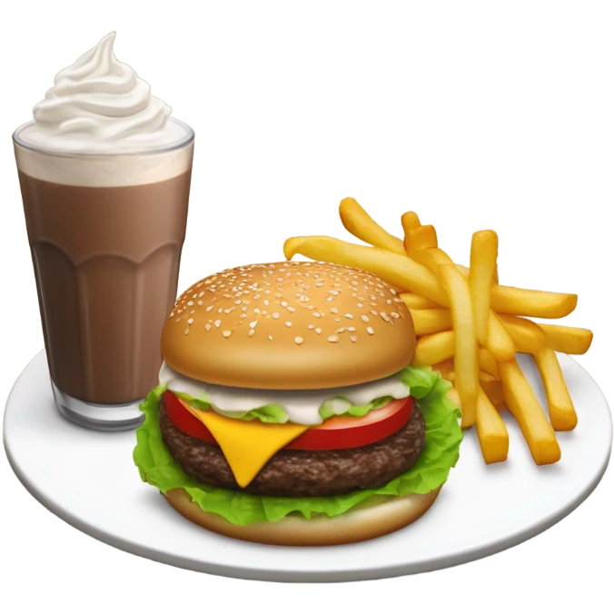 In and out cheese burger, French fries, and a chocolate shake emoji