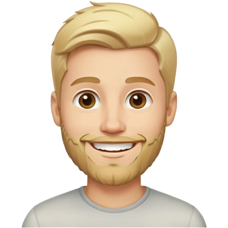 young man with blonde hair and medium beard smiling happily emoji