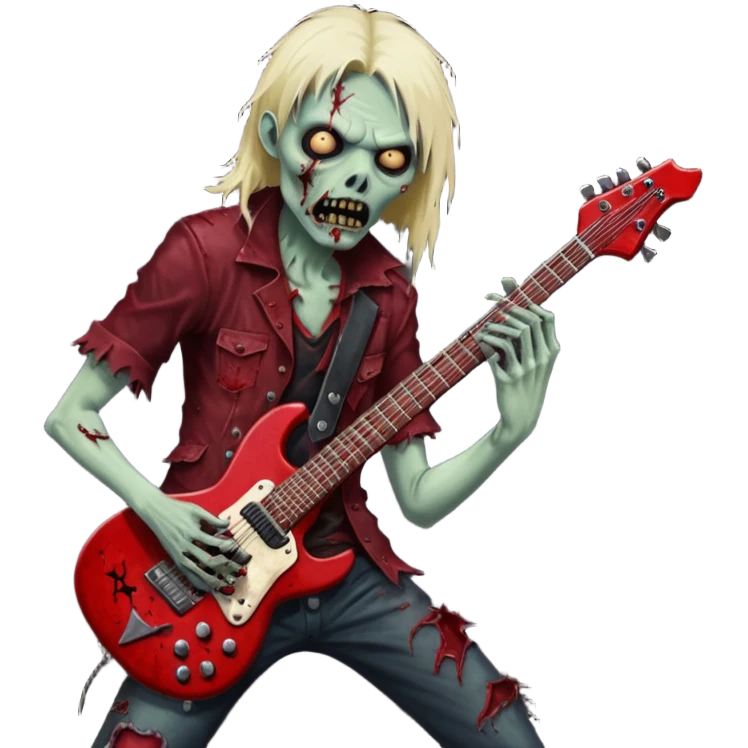 Zombie playing a heavy metal guitar emoji