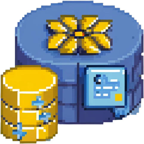 SQL database icon with tables and query symbols in blue color scheme emoji