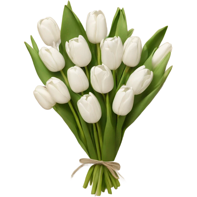 White tulips bouquet in craft paper emoji