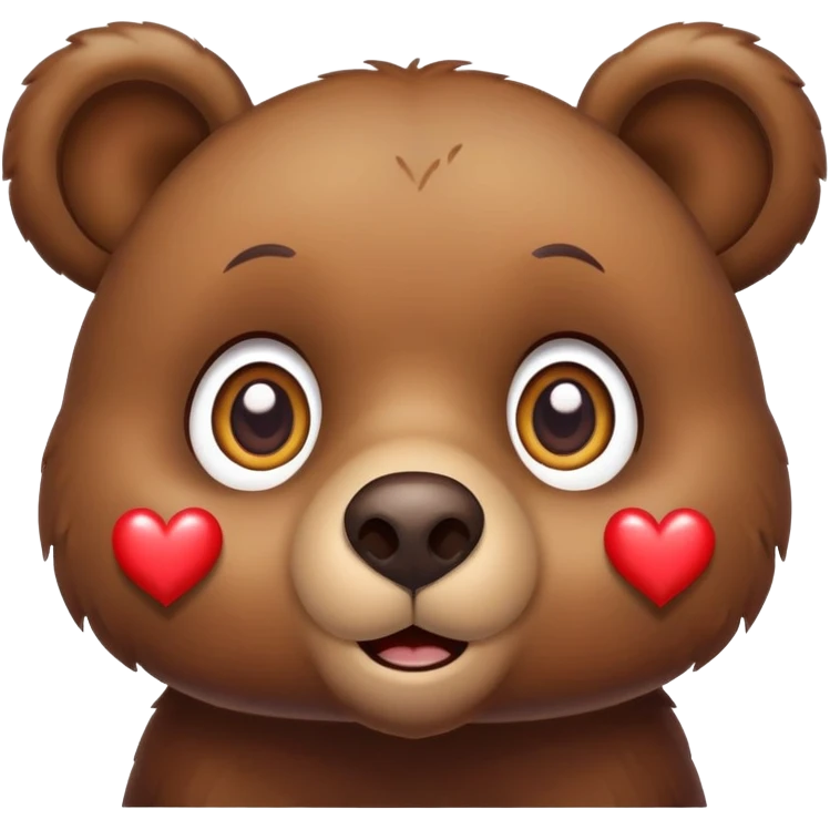Bruine bear met grote ogen en hartjes om hem heen emoji