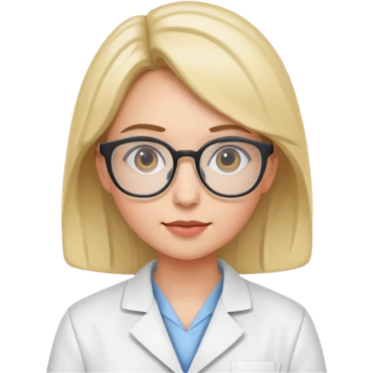Portrait of a young female scientist wearing a white lab coat, glasses emoji