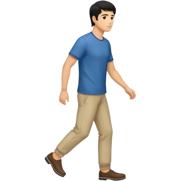 The Walking Man black hair all body from the side and taking a step emoji