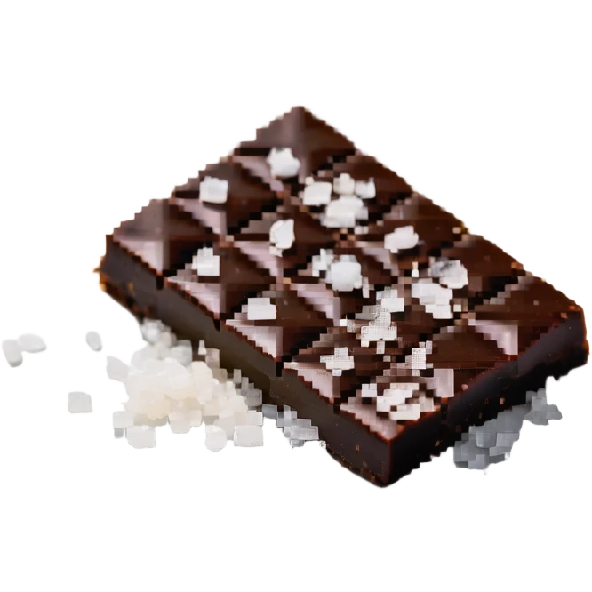 Dark chocolate square with sea salt flakes emoji