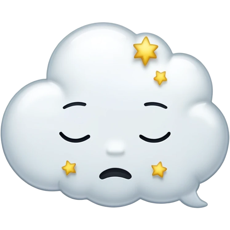 Sad sleepy white thought bubble stars inside emoji