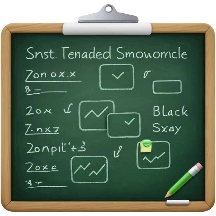 green black board notes on it emoji