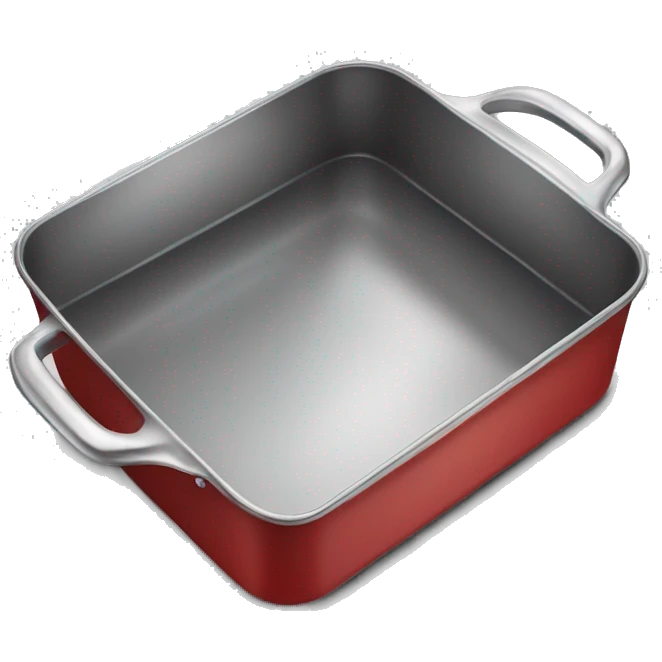 Realistic empty metallic red baking pan with handles emoji