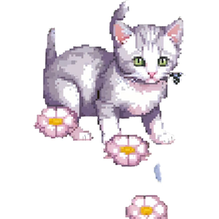 Kitten smells flowers emoji