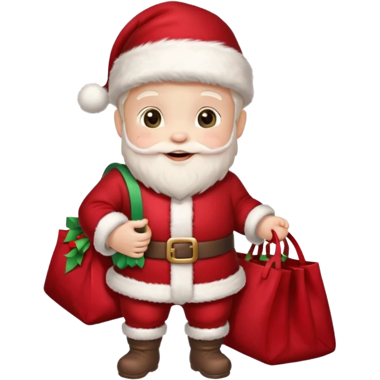 baby Santa Claus is carrying a bag of presents  emoji