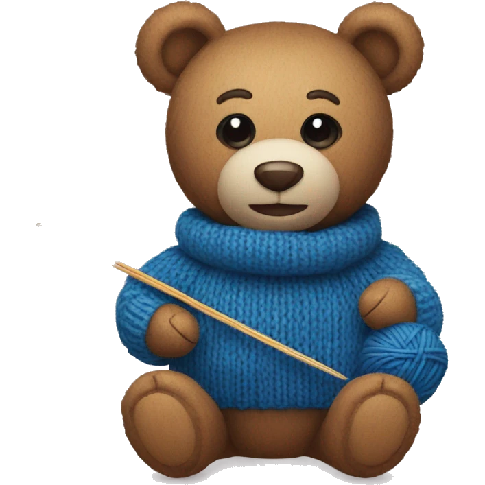 a teddy bear with knitting in progress next to it emoji