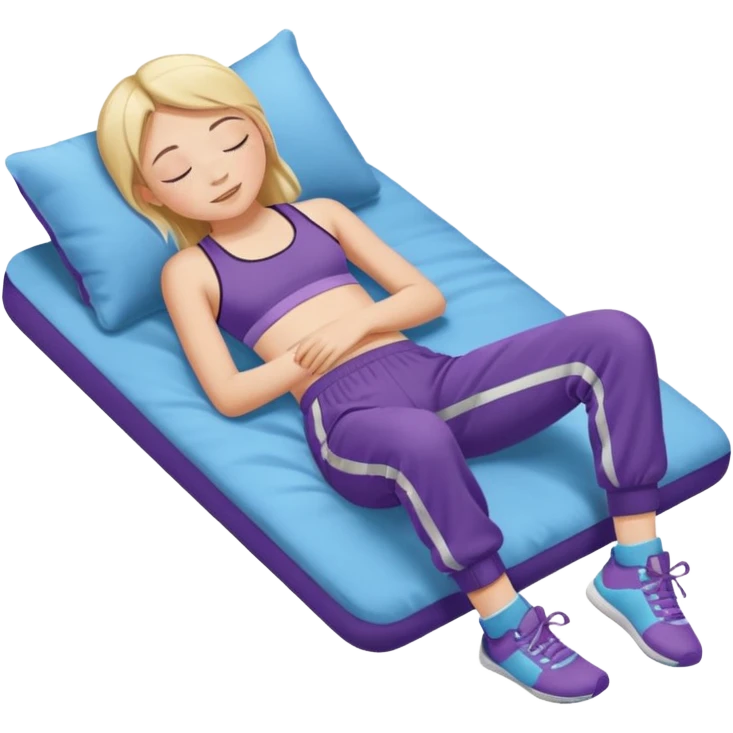 ten-year-old girl in a sports bra, trackpants, socks and high tops sleeping happily, prepubescent and flat-chested emoji