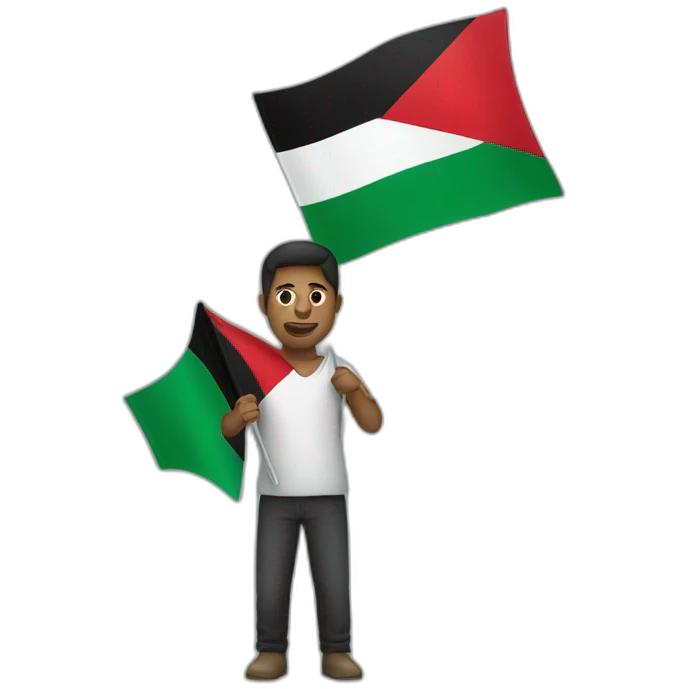 Man holding Palestinian flag emoji
