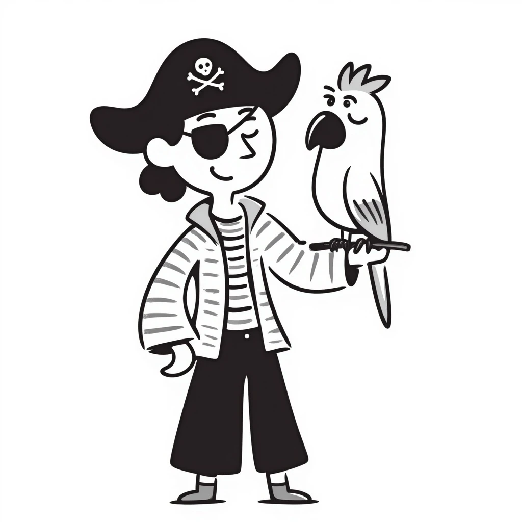 pirate with eye patch and parrot emoji