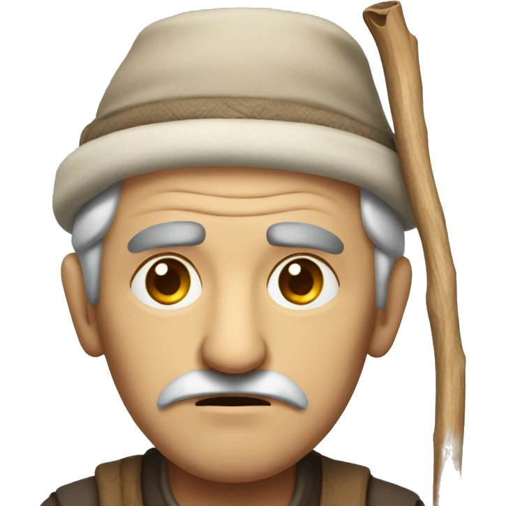 Sad old Turkish man with a stick emoji