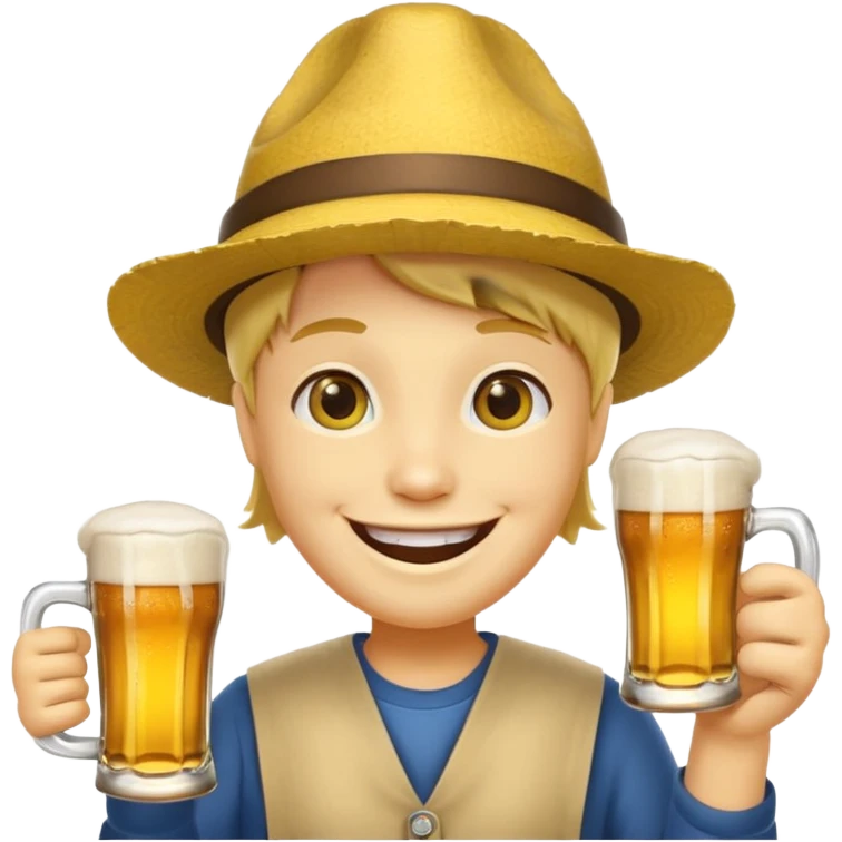 Ein lachender Smilie mit Bierglas und Gamsbart Hut emoji