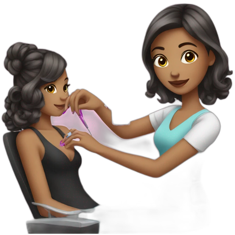 girl with dark blond hair doing nails in a salon emoji