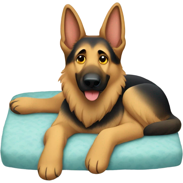 German shepherd lying on bed emoji