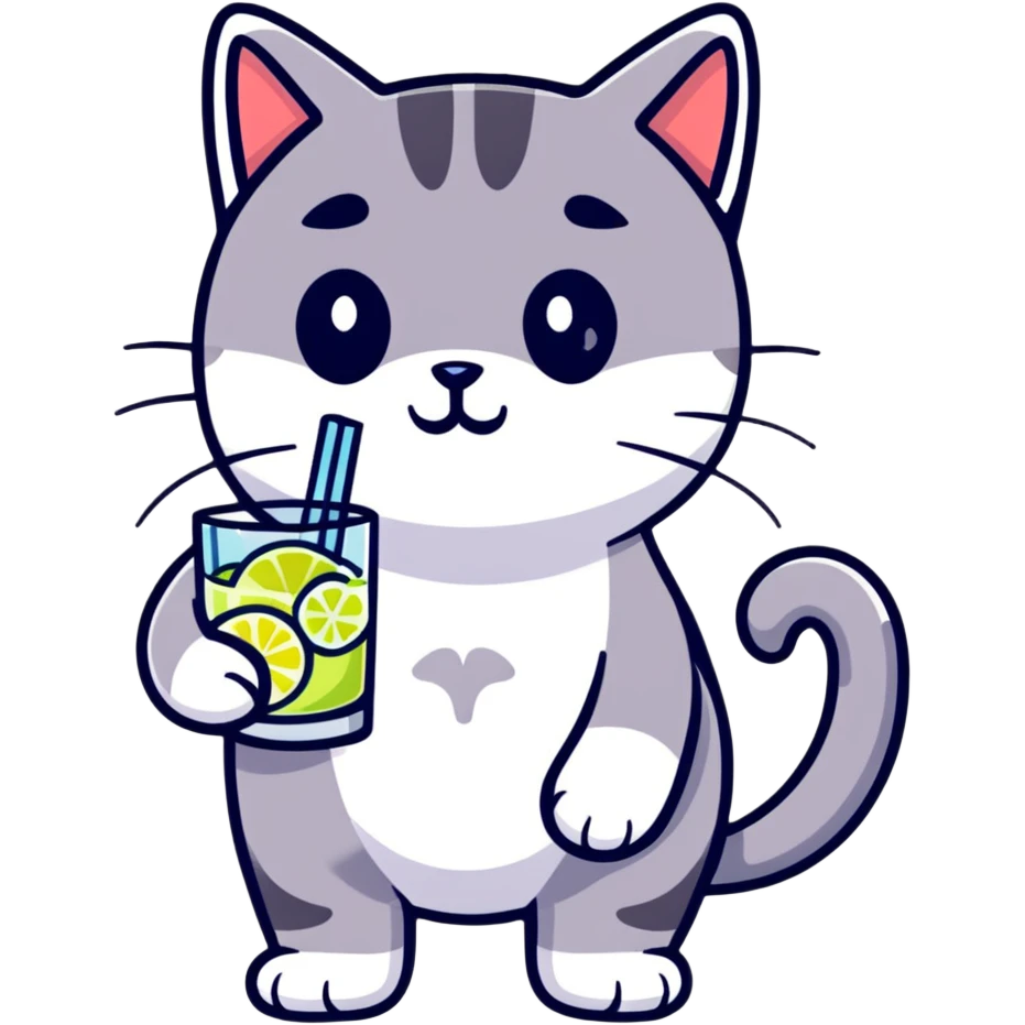 cat with a gin tonic emoji