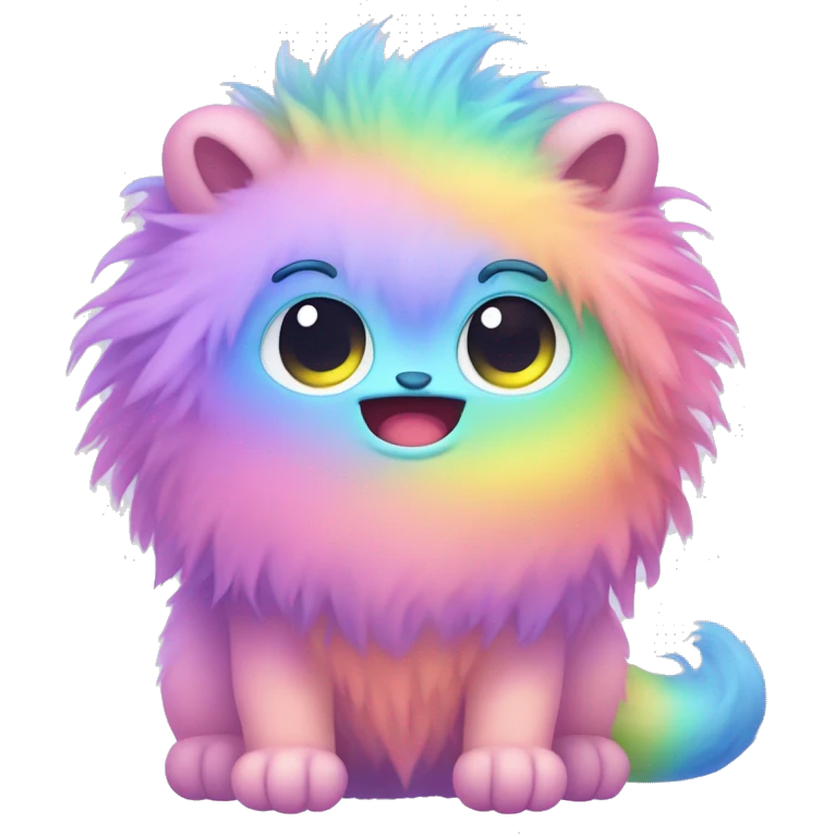 Cute little rainbow pastel furry monster kawaii emoji
