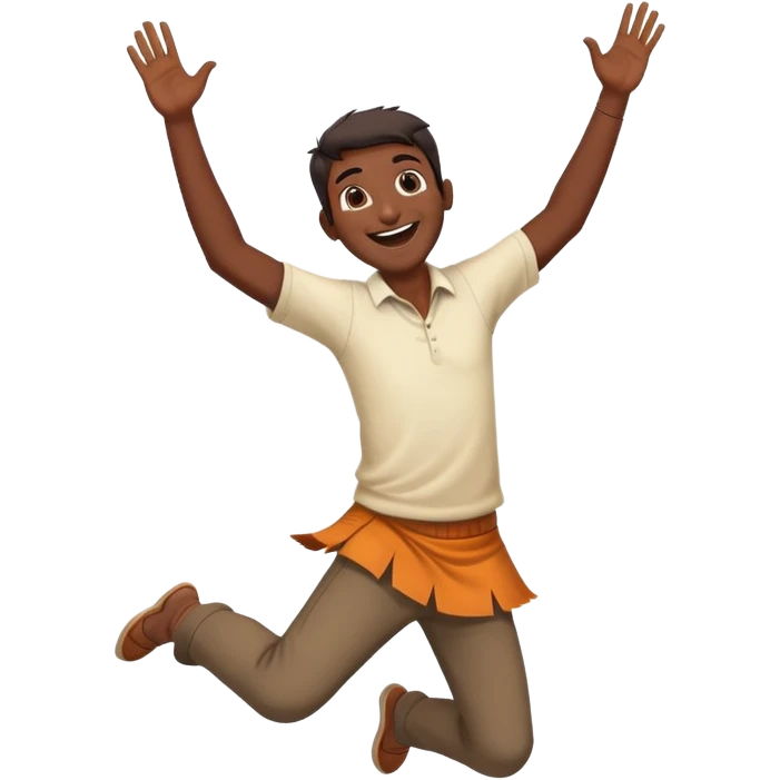 happy tall Indian person jumping with excitement, winning pose emoji