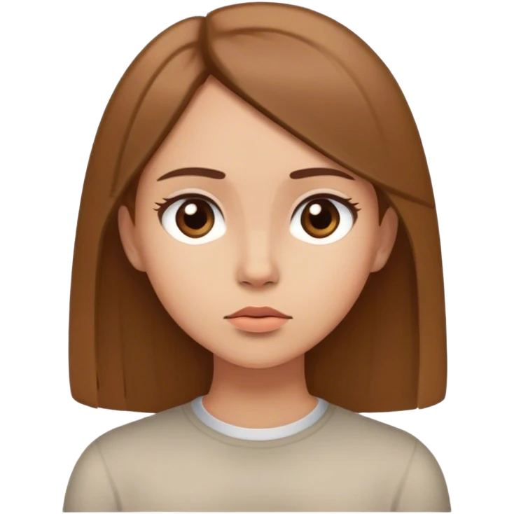 Chica morena claro, con cabello liso pensando  emoji