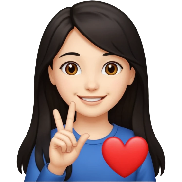 girl with dark long hair finger heart emoji