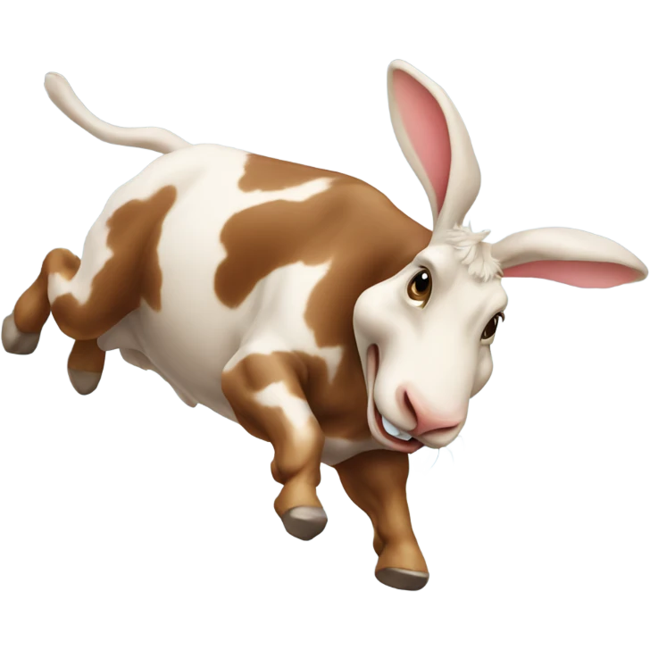 A rabbit jumping over a cow emoji