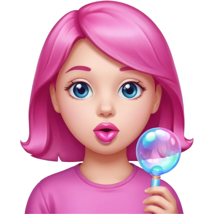 Girl blowing bubble gum emoji