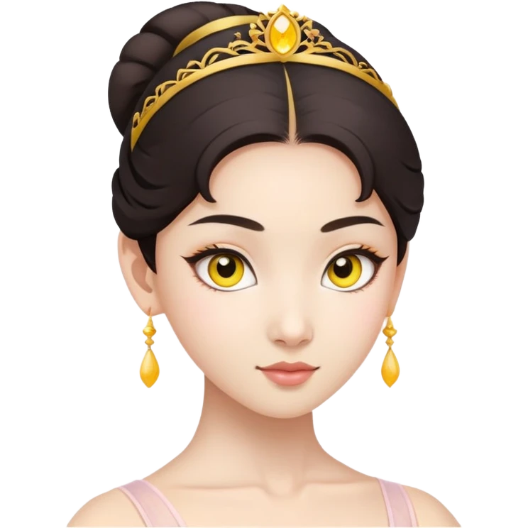 Asian brunette ballerina dancer with yellow eyes emoji