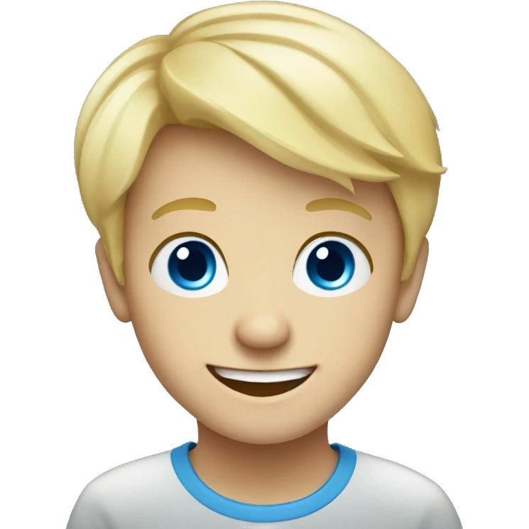smiling blonde boy portrait with blue eyes emoji