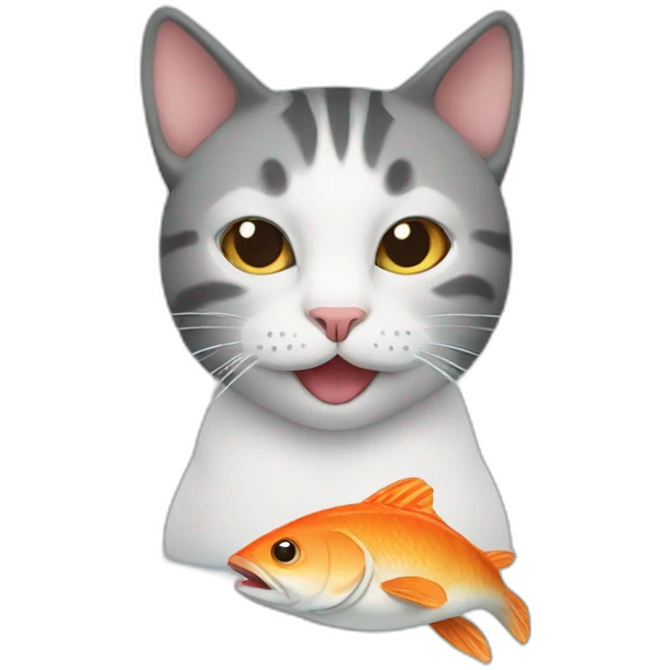 cat eats fish emoji